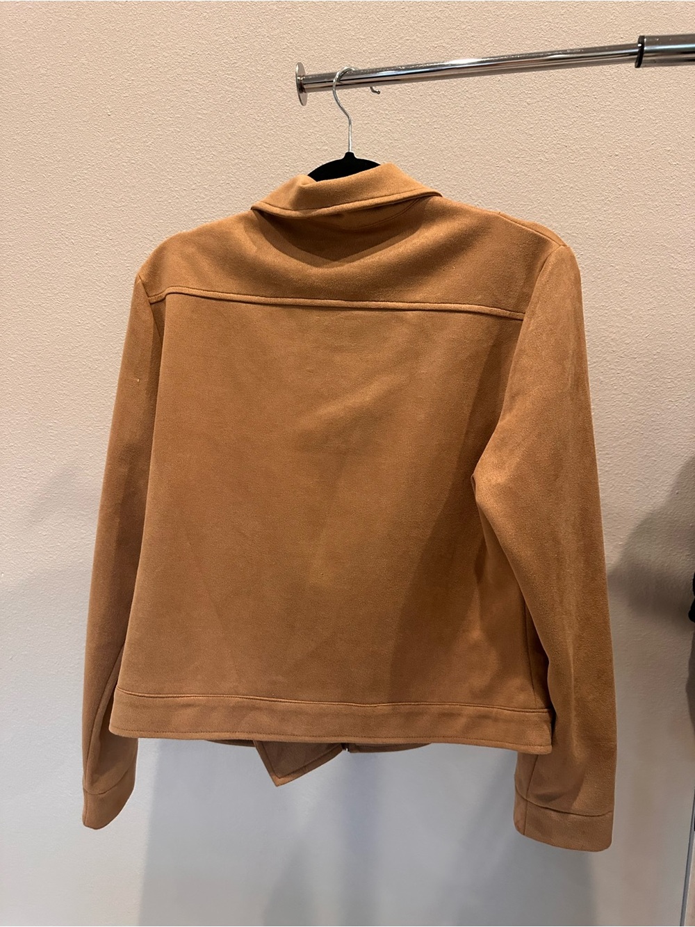 Alya Tan Suede-Look Bomber Jacket - Picture 3 of 4